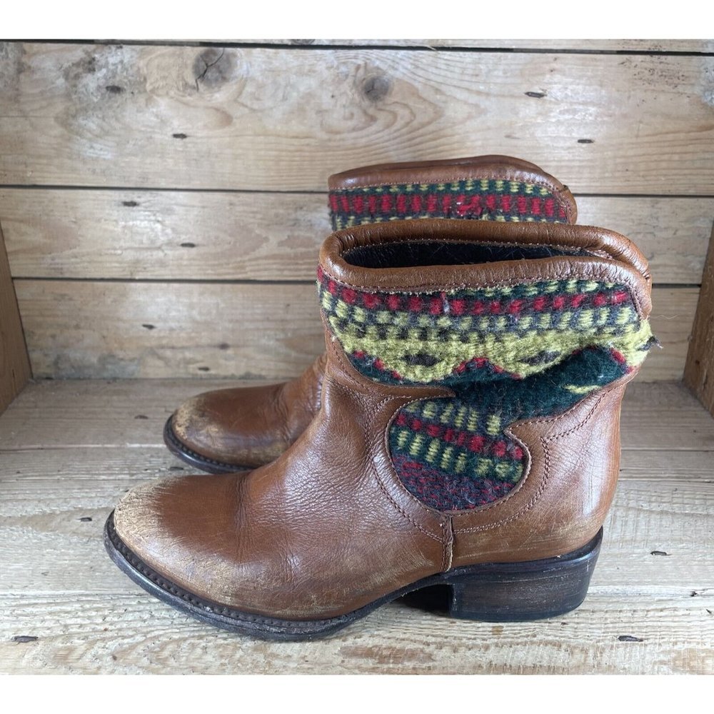 FREEBIRD by Steven Cablo Aztec Blanket Ankle Boots Gray Multi Womens US 6 $350 * - Picture 5 of 10